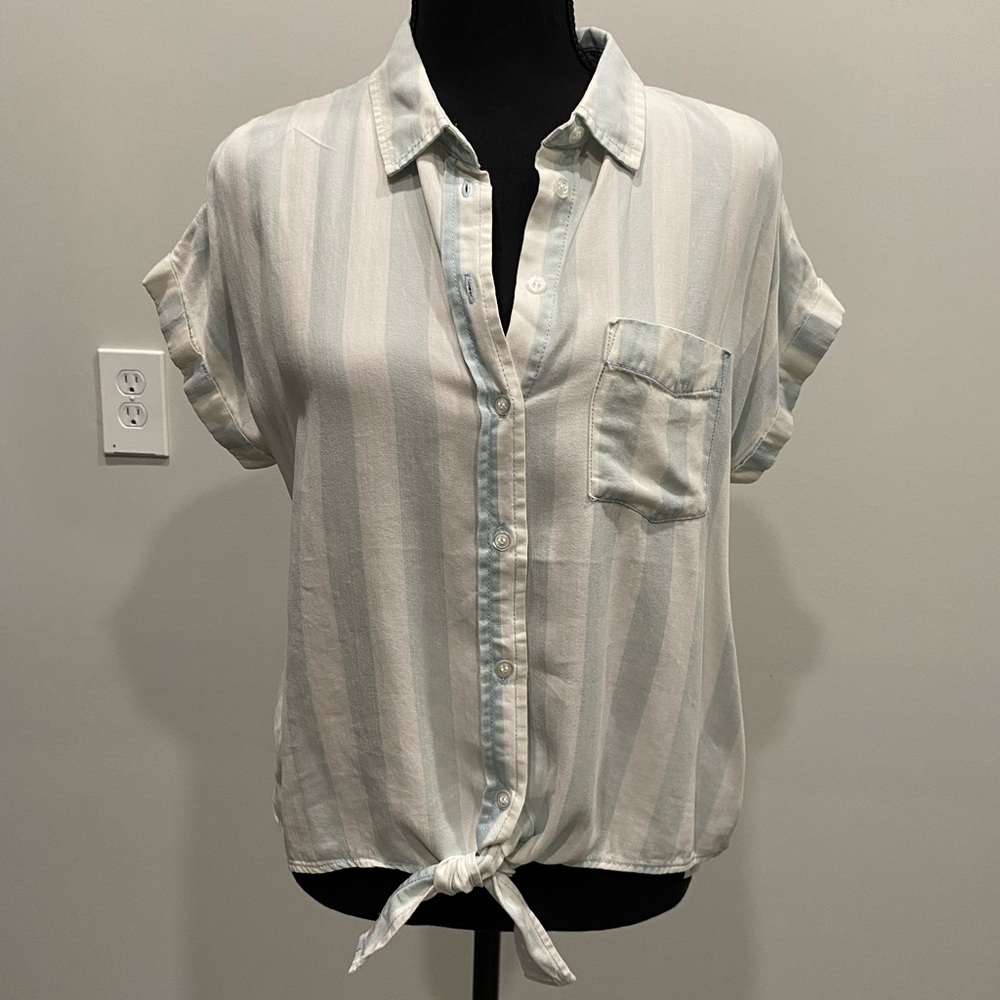Small shirts with the blue and white stripes. New with tags.